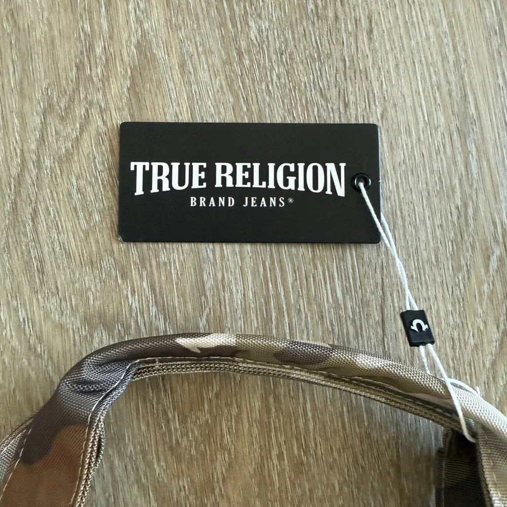 True Religion Dribble Camo Tote Bag Horseshoe Logo Canvas TR106324 New With Tags